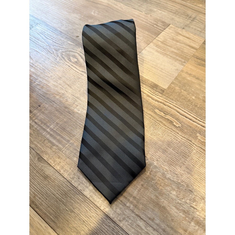 Bespoke Mens Necktie Diagonal Striped Black Grey One Size